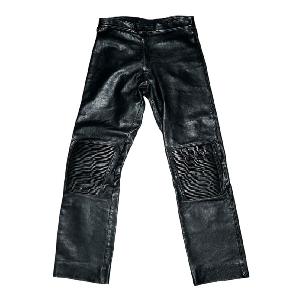 Vintage Bates Heavy Leather Motto Pants Black 32" Waist